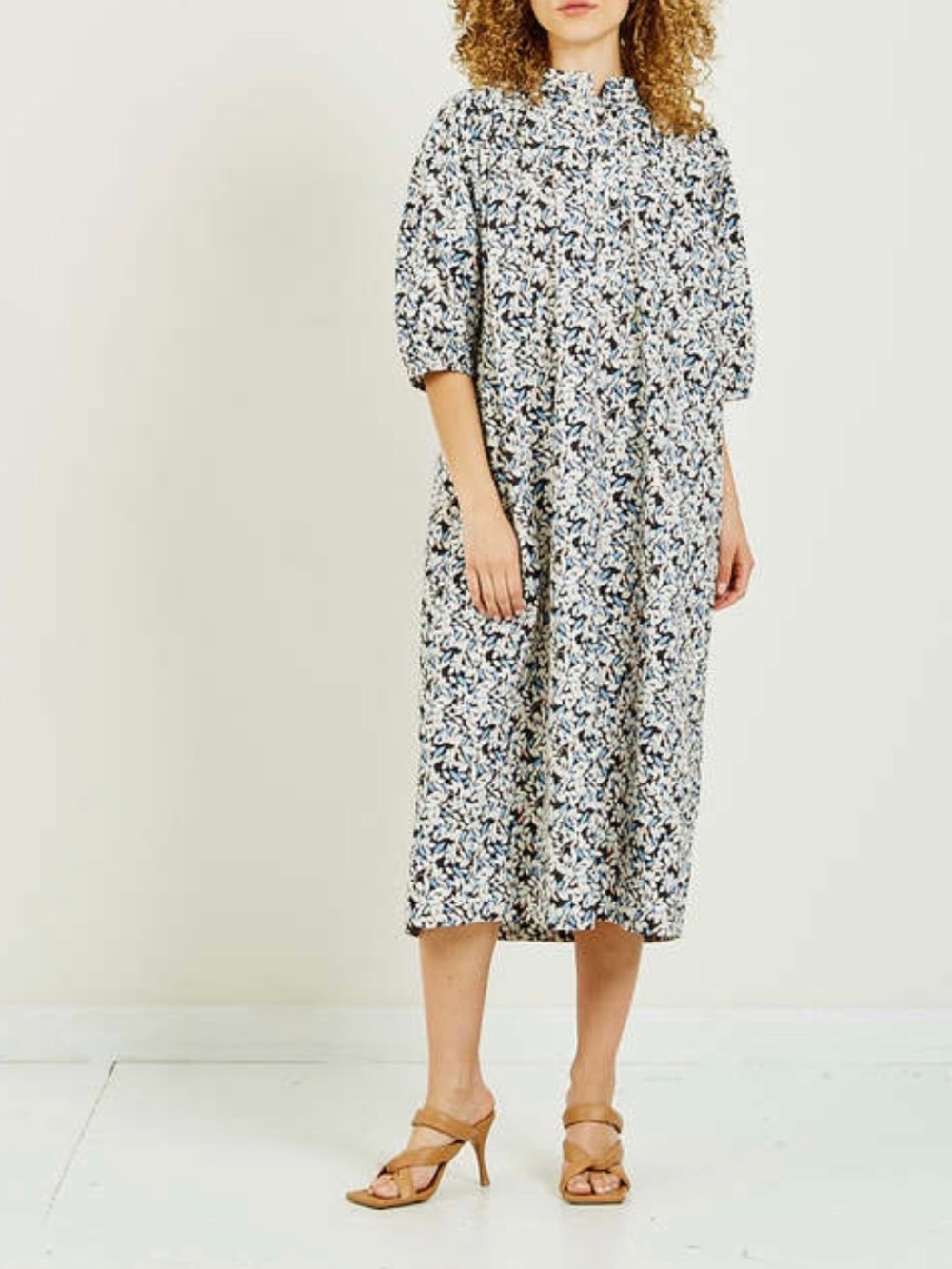 Closed Organic Cotton Floral Puffy Sleeves Dress Maxi Pocket S Cottage Coastal